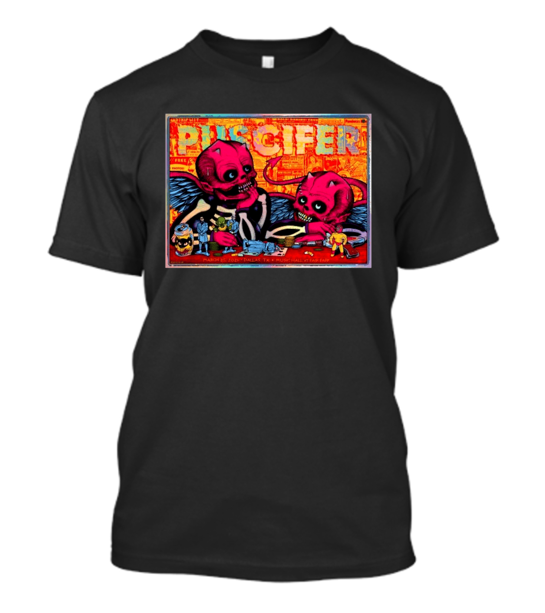 Puscifer Music Hall Fair Park Dallas TX March 25 2026 With Red Winged Skeletons And Vintage Comic T-Shirt