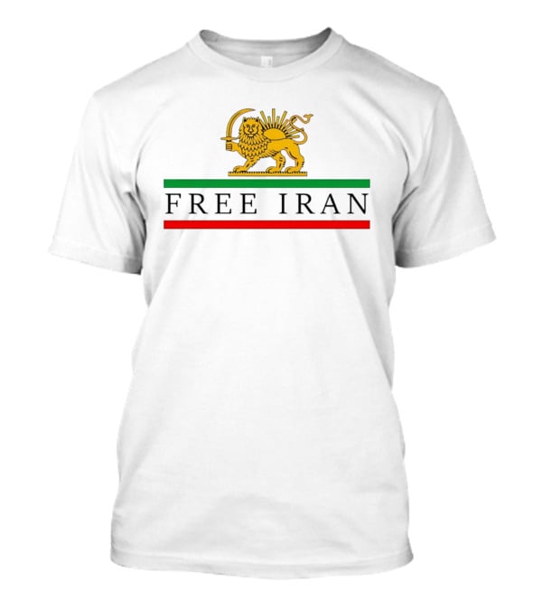 Free Iran Persian Lion And Sun Icon With Green Red Bars T-Shirt