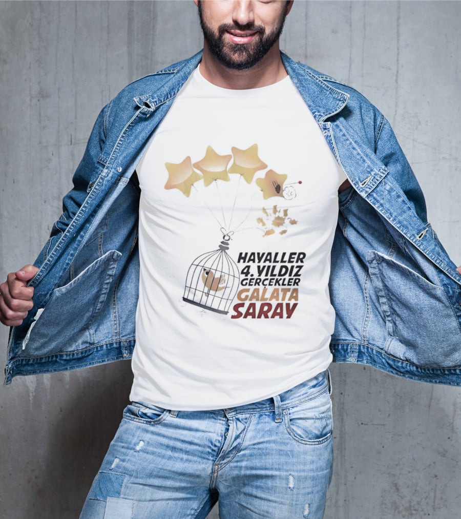 Havaller 4 Yıldız Gerçekler Galata Saray Turkish Football Club Stars T-Shirt