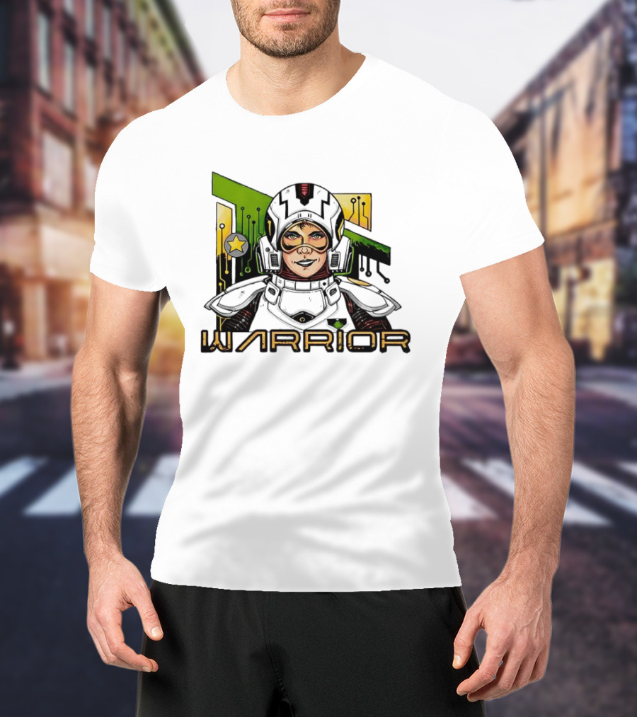Riza Warrior Sci Fi Cybernetic Soldier With Helmet T-Shirt