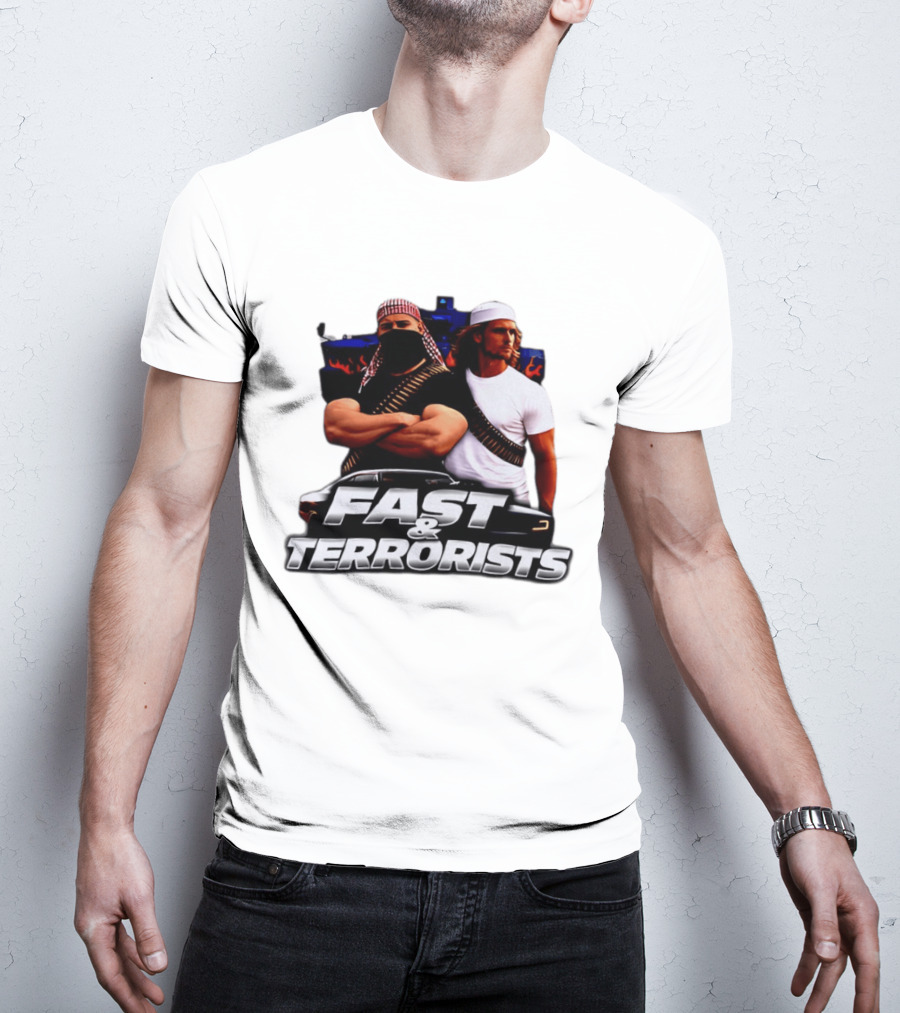 Fast & Terrorists Movie Parody With Muscle Cars And Bandolier T-Shirt