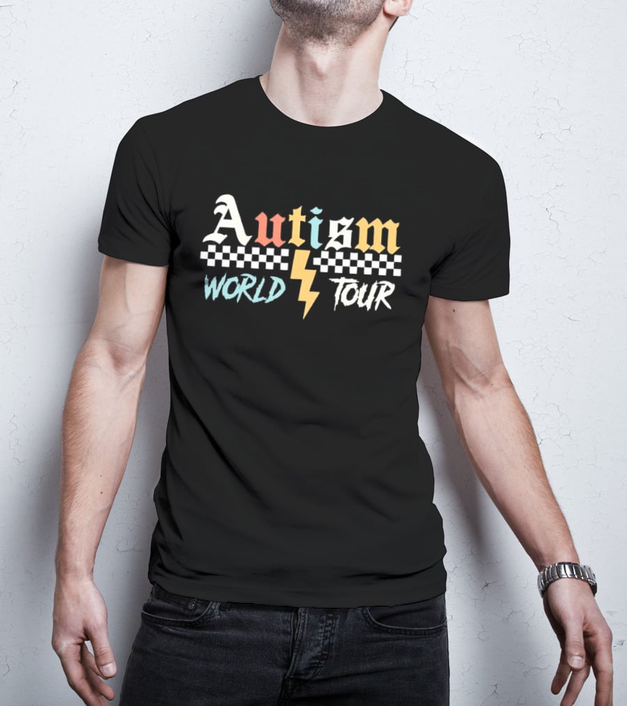 Autism World Tour Checkered Flag Lightning T-Shirt