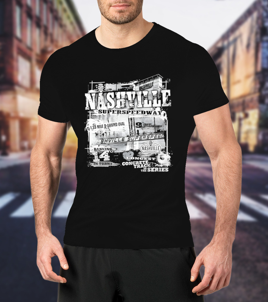 Nashville Superspeedway D Shaped Oval Longest Concrete Track In The Series Racing T-Shirt