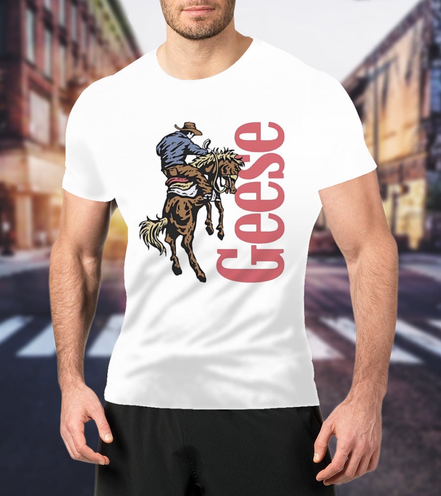 Geese Cowboy Riding Cartoon Adventure T-Shirt