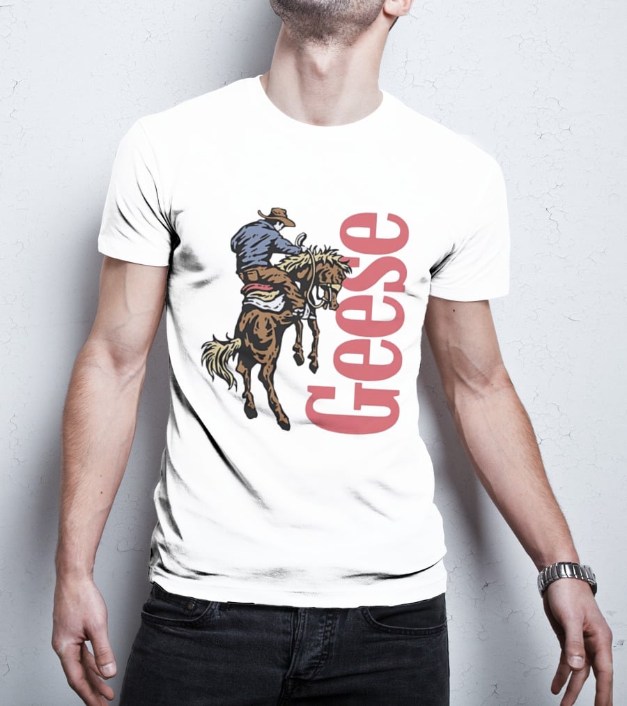 Geese Cowboy Riding Cartoon Adventure T-Shirt