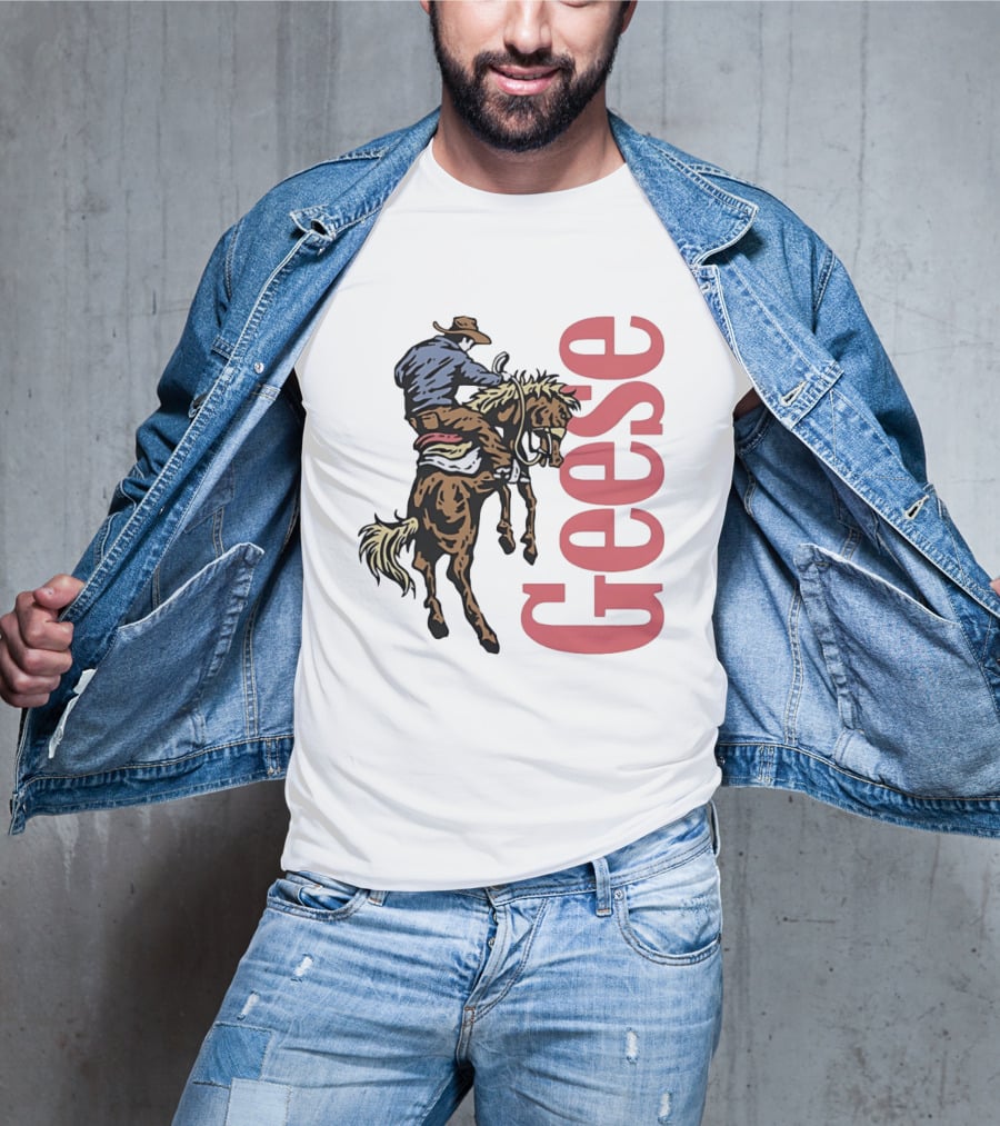 Geese Cowboy Riding Cartoon Adventure T-Shirt