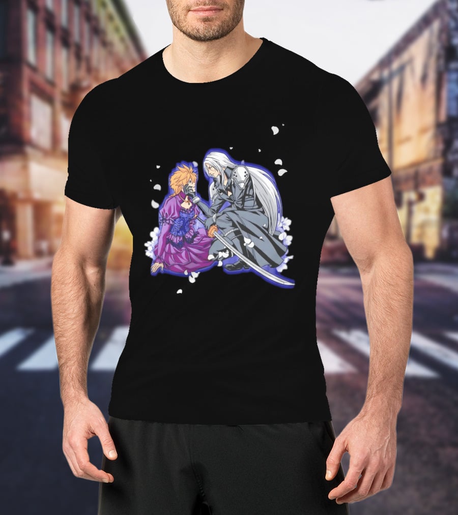 Aerith And Sephiroth Enemy Love Final Fantasy Iconic Characters In Romantic Conflict T-Shirt