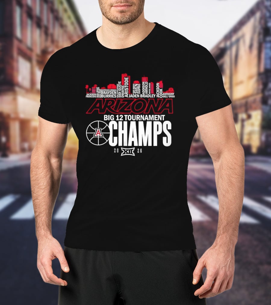 Arizona Wildcats Skyline City Big 12 Tournament Champs 2026 Basketball A T-Shirt