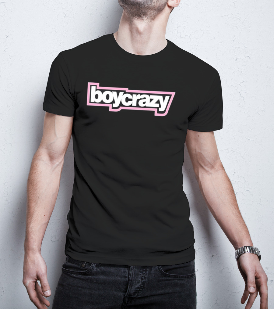 Boycrazy Pink And Black Bold Font T-Shirt