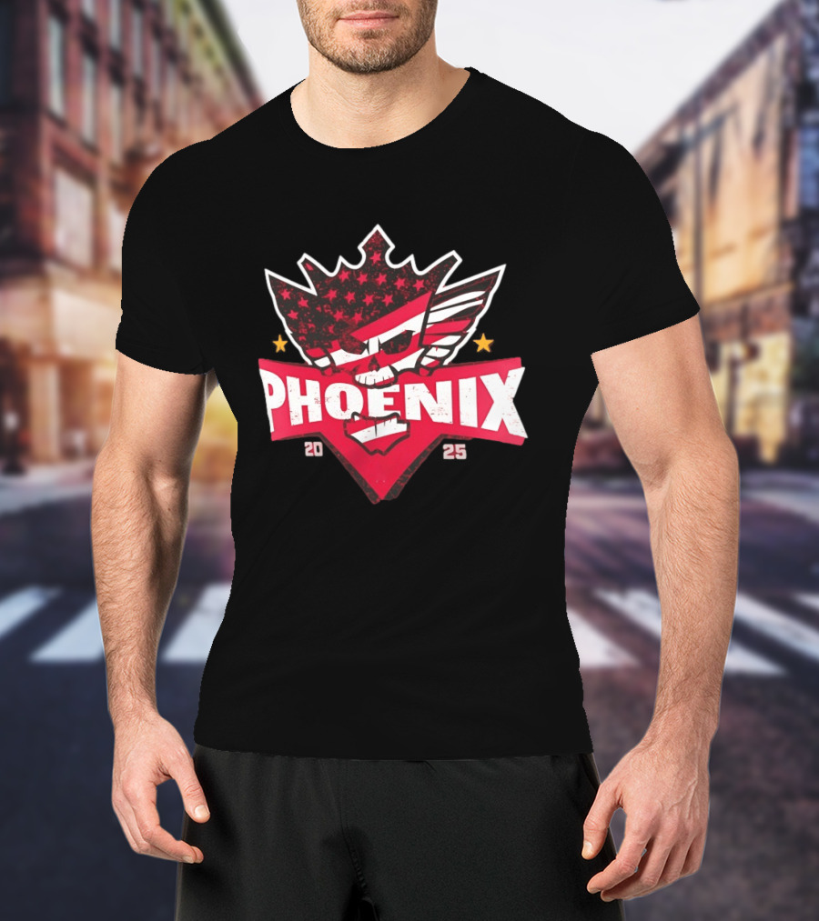 Cody Rhodes Phoenix Nightmare 2025 WWE Star Stripes Skull T-Shirt