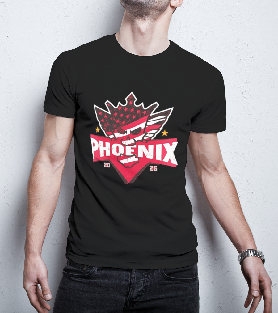 Cody Rhodes Phoenix Nightmare 2025 WWE Star Stripes Skull T-Shirt