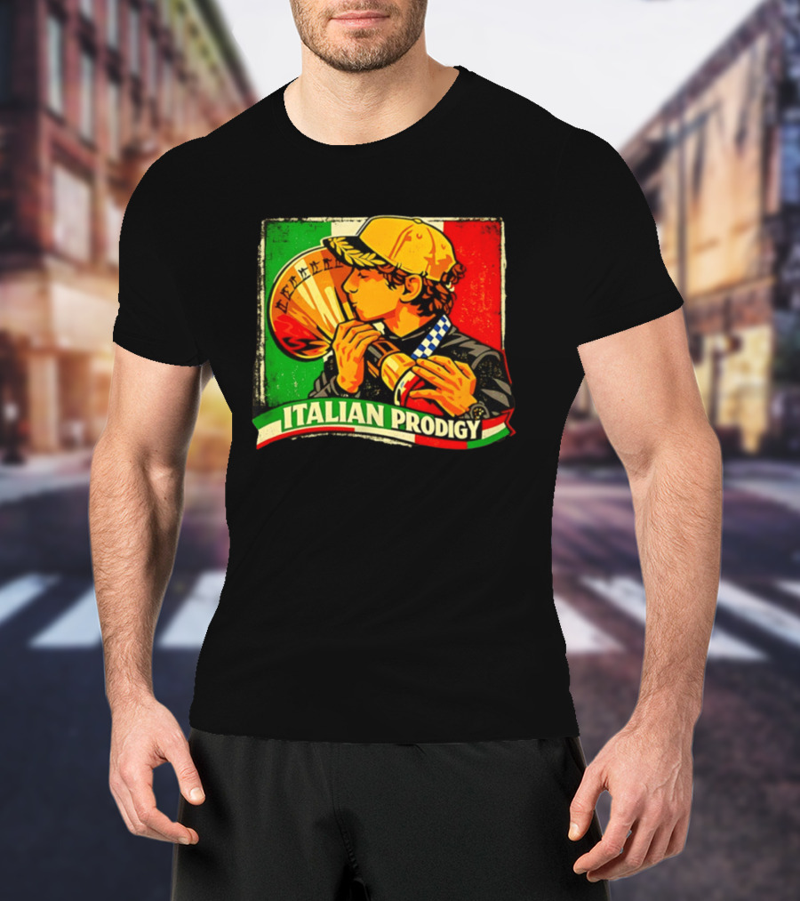 Italy Player Kissing Trophy Italian Prodigy Flag T-Shirt