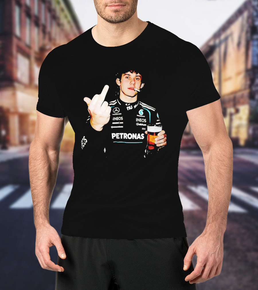 Kimi Antonelli F1 Petronas Mercedes Smoking Beer Middle Finger T-Shirt