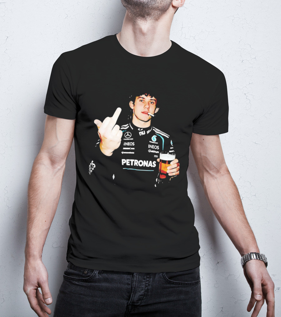 Kimi Antonelli F1 Petronas Mercedes Smoking Beer Middle Finger T-Shirt