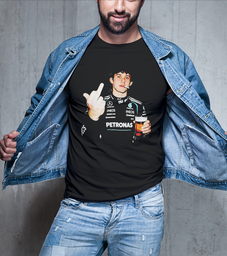 Kimi Antonelli F1 Petronas Mercedes Smoking Beer Middle Finger T-Shirt