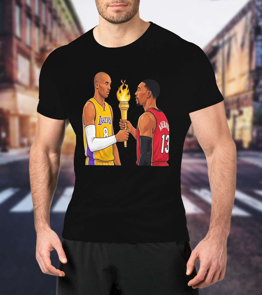 Kobe Lakers Number 8 Passing Torch To Adebayo Number 13 Basketball Moment T-Shirt