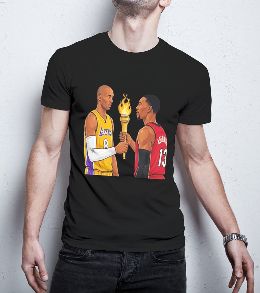 Kobe Lakers Number 8 Passing Torch To Adebayo Number 13 Basketball Moment T-Shirt