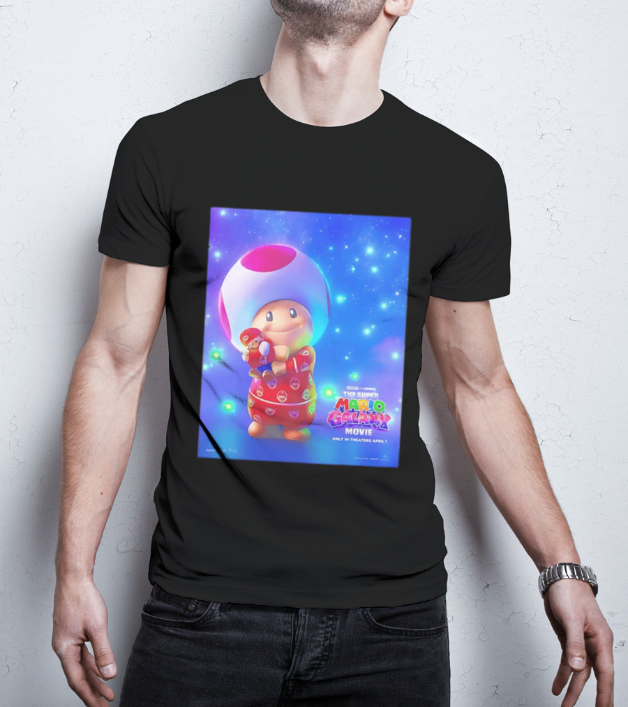 The Super Mario Galaxy Movie Toad Hugging Mario Pajamas Only In Theaters April 1 T-Shirt