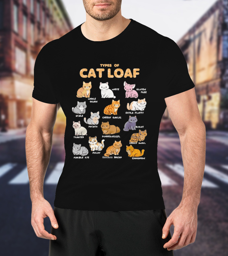 Types Of Cat Loaf Illustrated Cute Feline Varieties T-Shirt