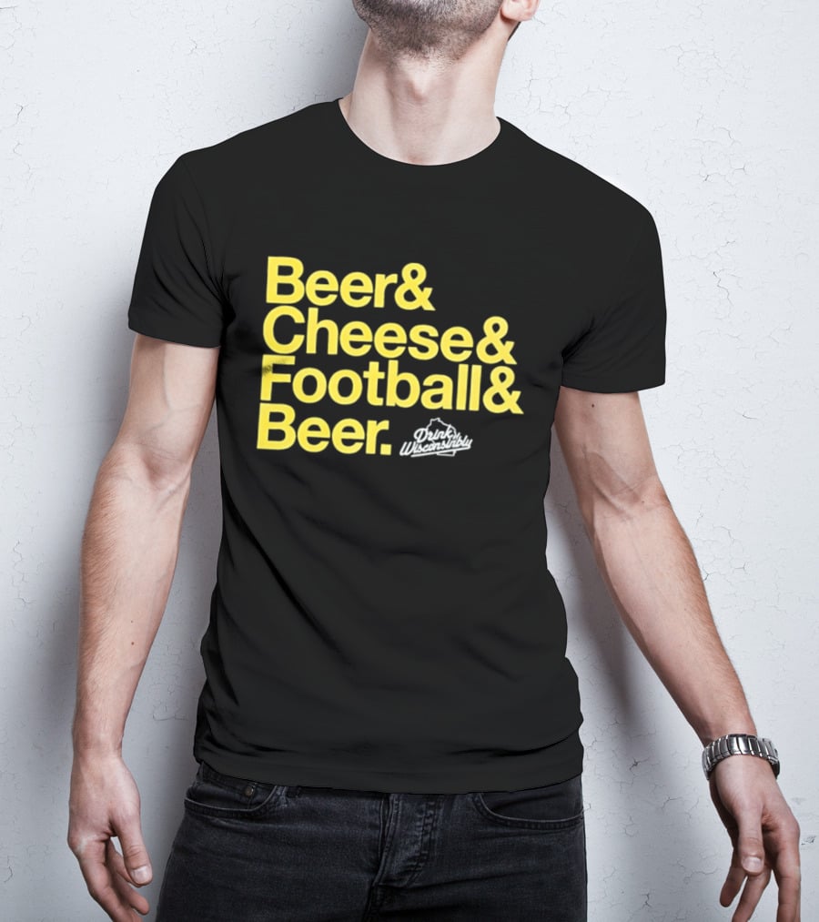 Beer Cheese Football Beer Drink Wisconsibly Packers Fans Game Day T-Shirt