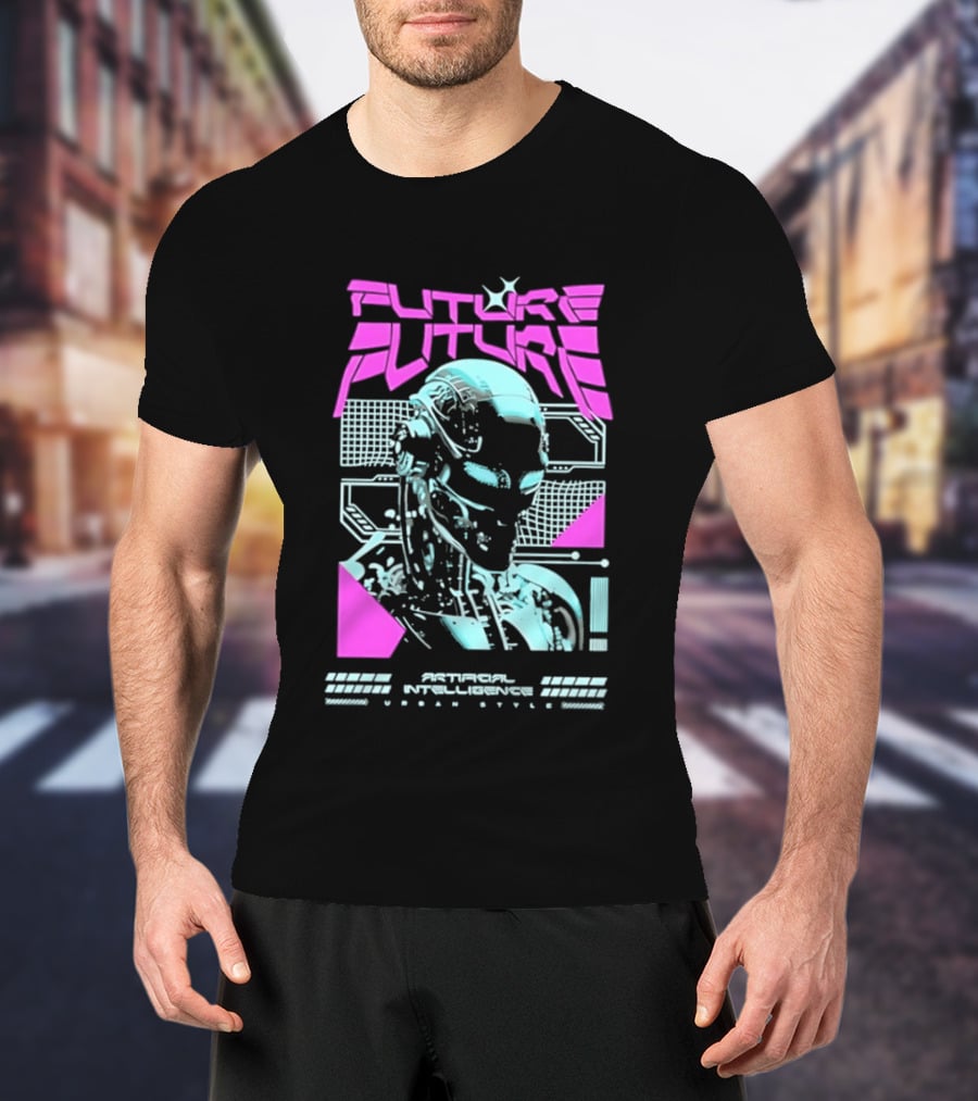 FUTURE FUTURE Cybernetic Robot Head Artificial Intelligence Urban Sci Fi World Cyborg T-Shirt
