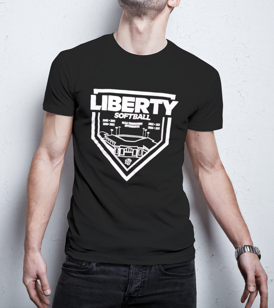 Liberty Softball 2005 2023 Stadium Illustration Tournament Dates T-Shirt