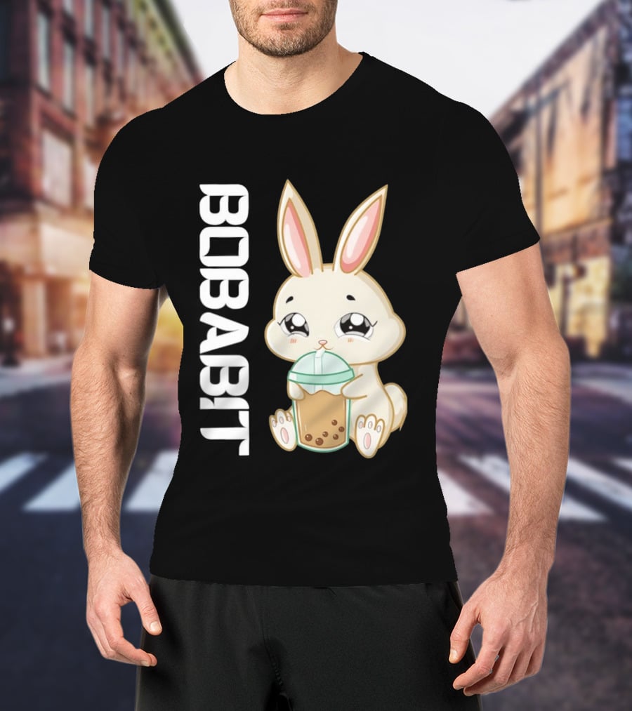 Bobabbit Cute Bunny Drinking Boba Tea T-Shirt