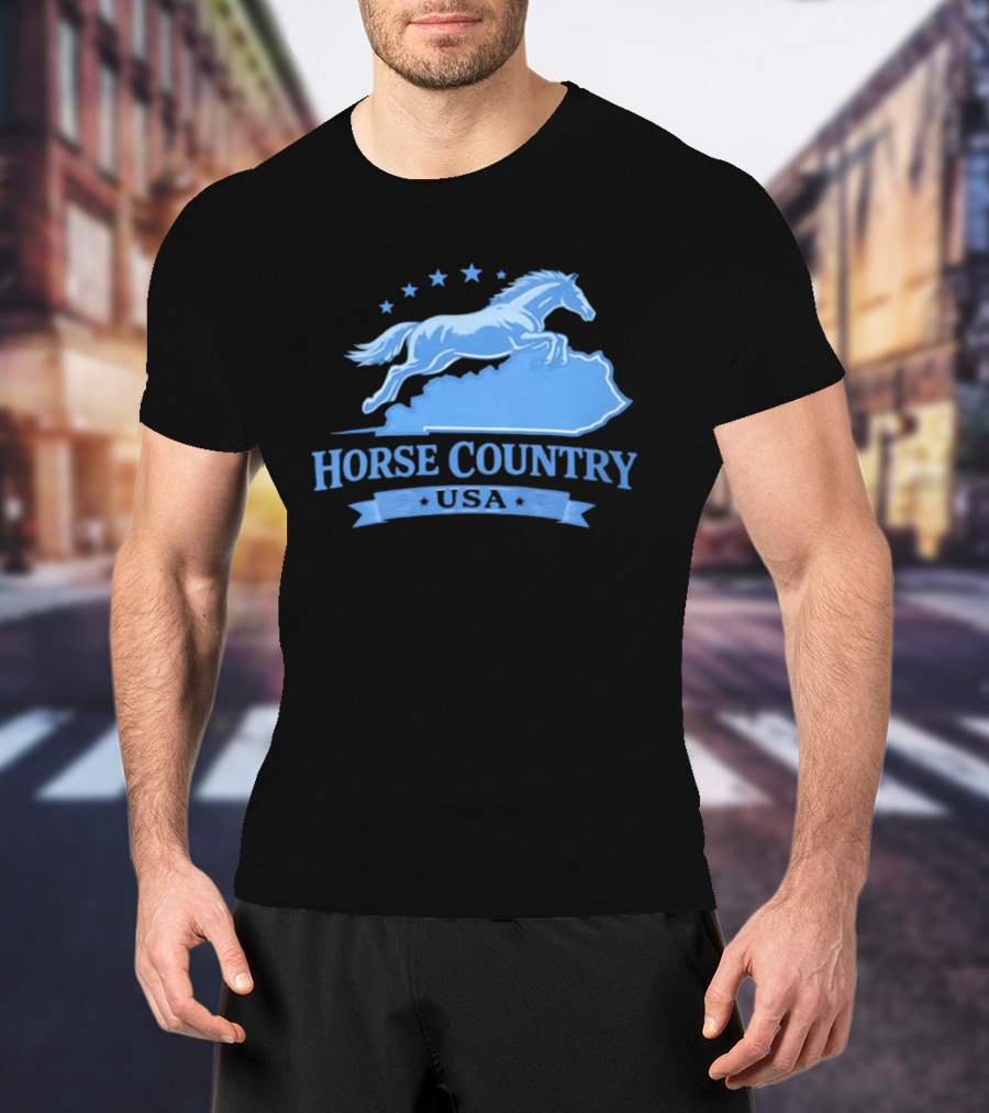 Horse Country USA Blue Horse Kentucky Stars T-Shirt