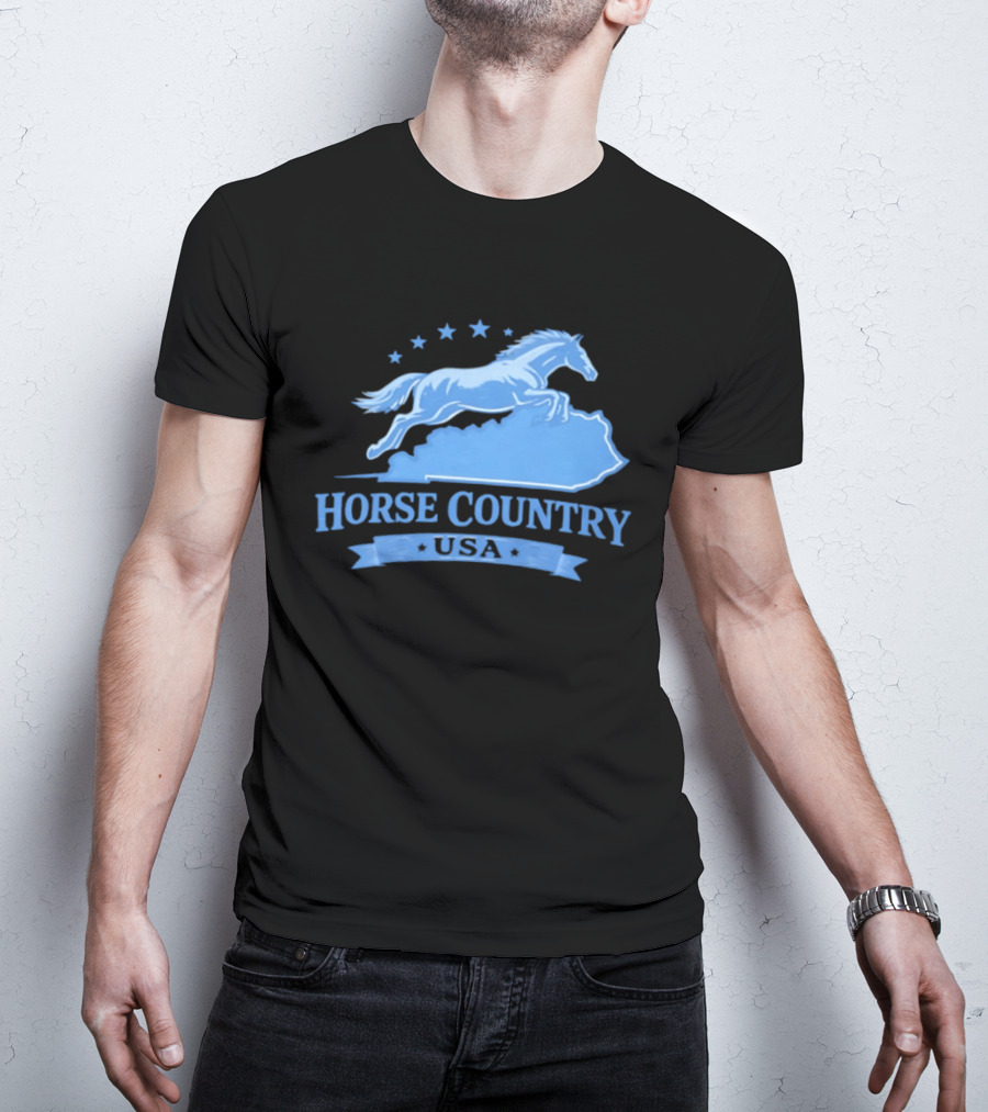 Horse Country USA Blue Horse Kentucky Stars T-Shirt