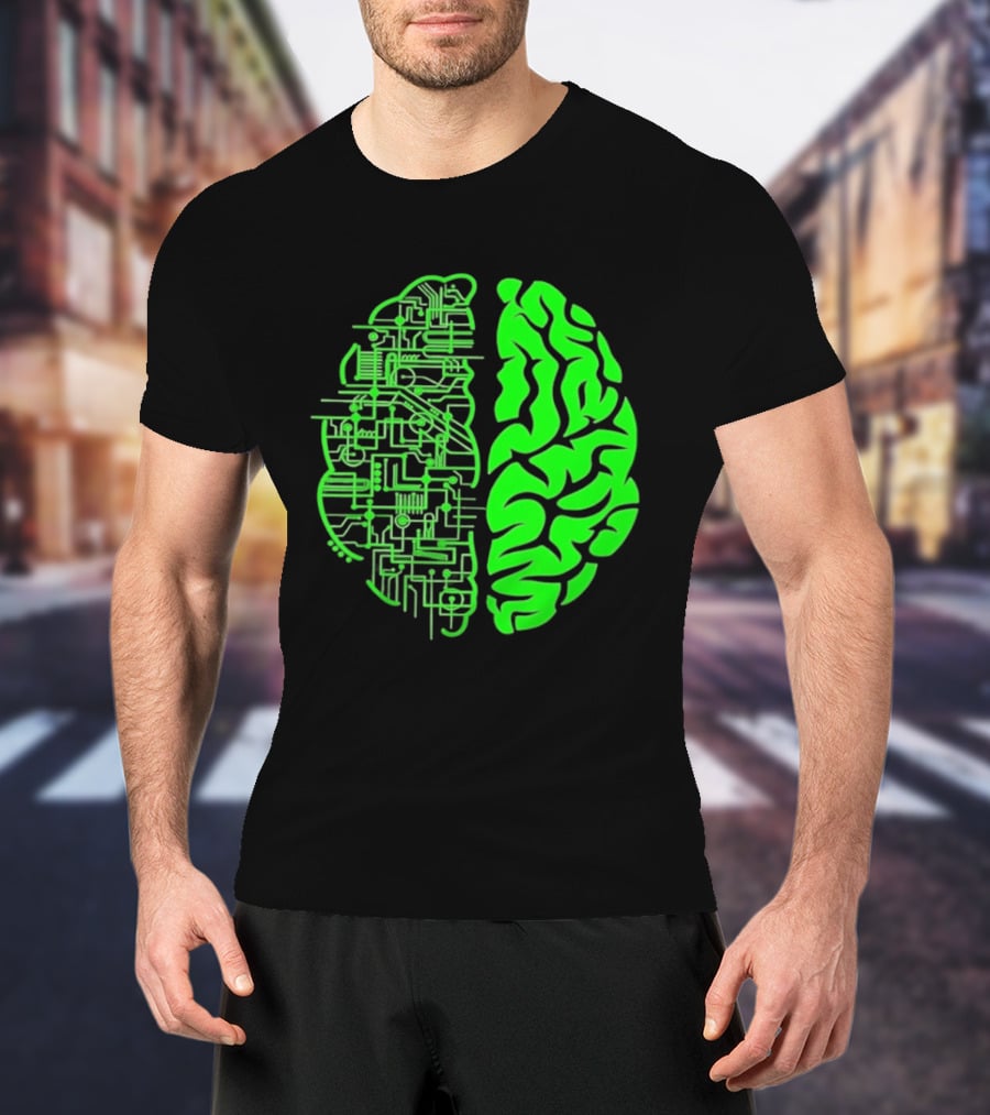 Mind Vs Machine Circuitry Brain Dual Personality T-Shirt