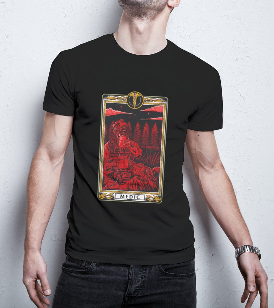 Medic Skeleton Soldier Tactical Card T-Shirt
