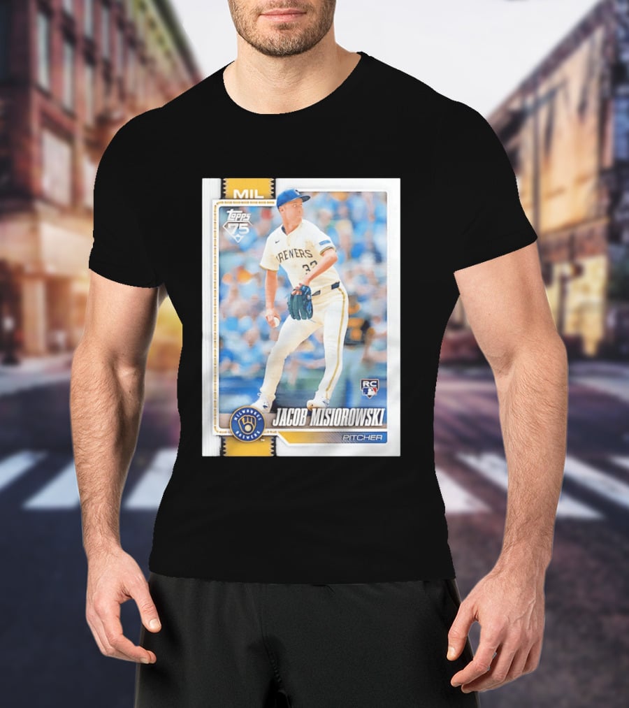 Topps 75 Milwaukee Brewers Jacob Misiorowski Rookie Card Pitcher T-Shirt