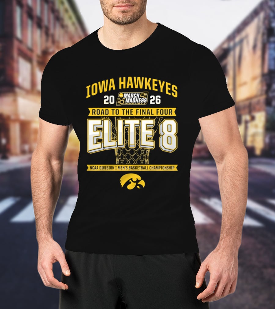 Iowa Hawkeyes 2026 March Madness Road To Final Four Elite 8 NCAA Men's Basketball Championship T-Shirt