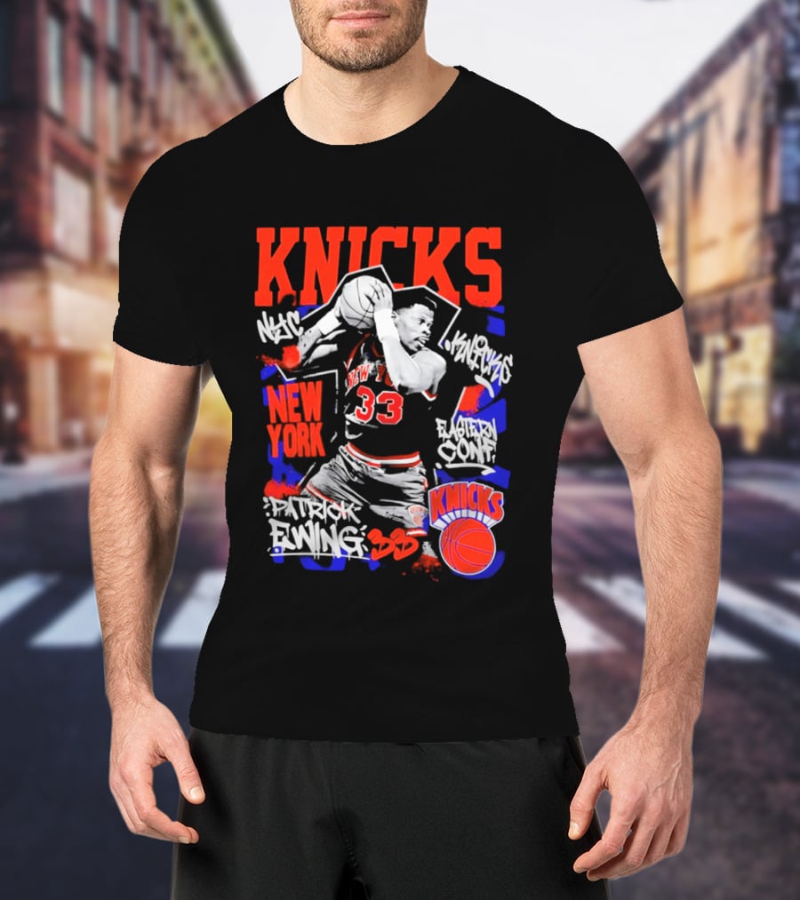 Patrick Ewing New York Knicks Iconic Dunk 33 Legends T-Shirt