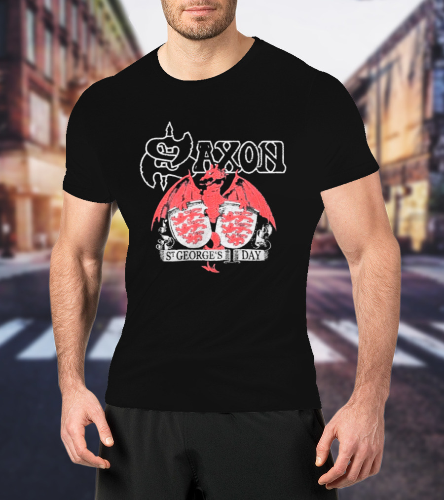Saxon St George's Day Red Dragon Three Lions Crest T-Shirt