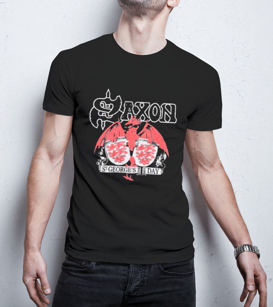 Saxon St George's Day Red Dragon Three Lions Crest T-Shirt
