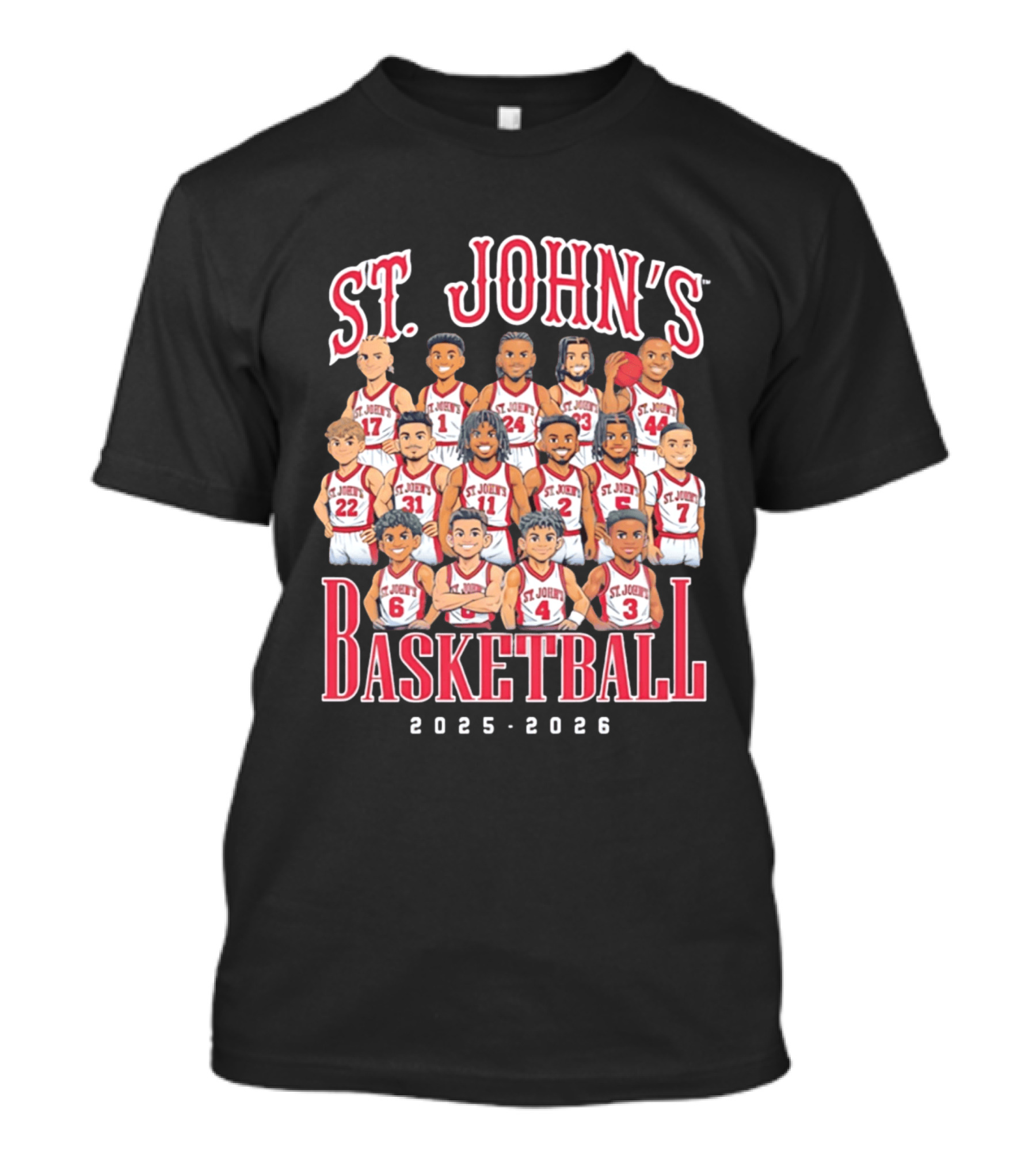 St. John's Basketball 2025 2026 Team Caricature T-Shirt