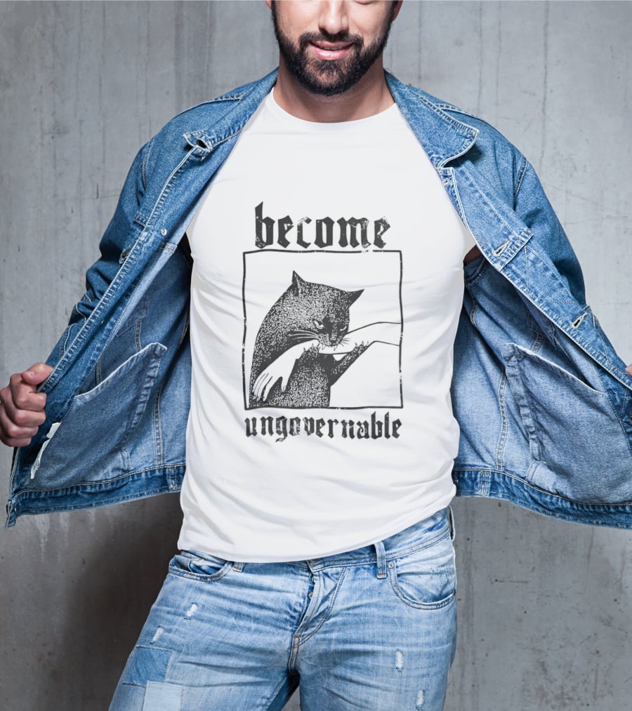 Become Ungovernable Black Cat Bit Hand T-Shirt