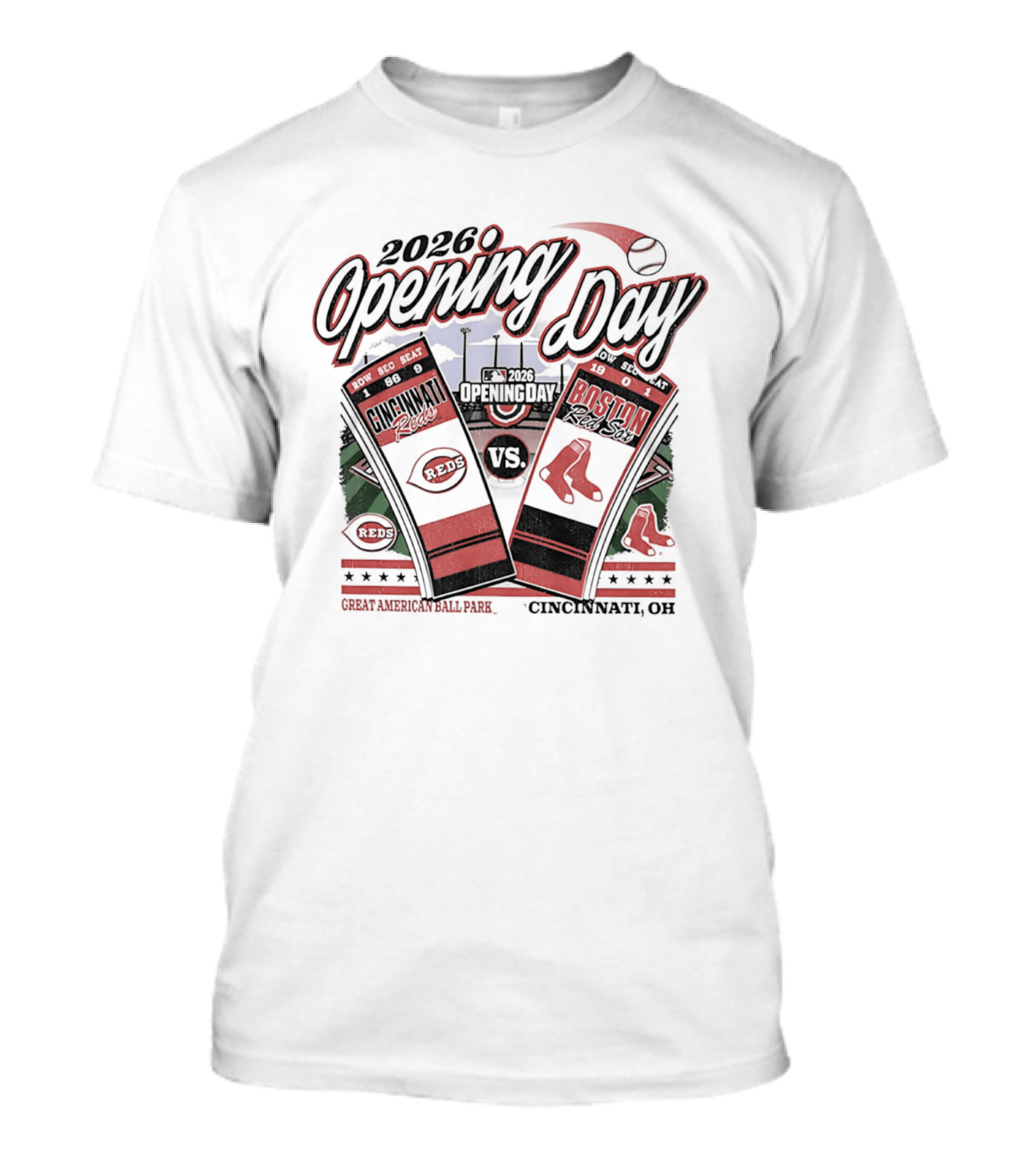 Cincinnati Reds Vs Boston Red Sox 2026 Opening Day MLB Ticket Cincinnati OH T-Shirt