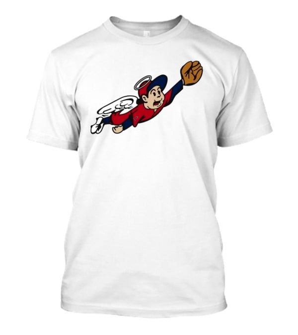Los Angeles Angels Little Halo Boy Flying Baseball Player With Wings And Glove T-Shirt