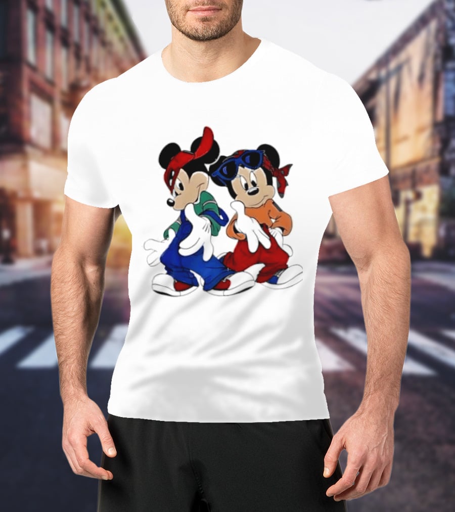Mickey Minnie Mouse Hip Hop Style Outfits Vintage Look T-Shirt