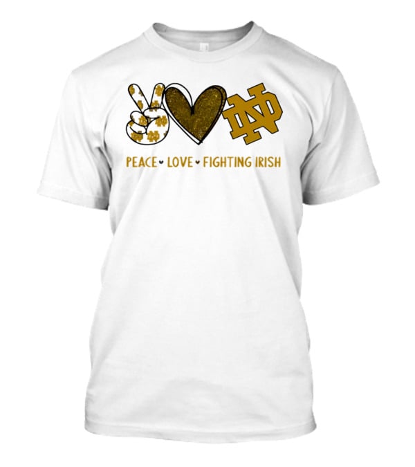 Peace Love Notre Dame Fighting Irish Hand Sign Heart Shape ND T-Shirt