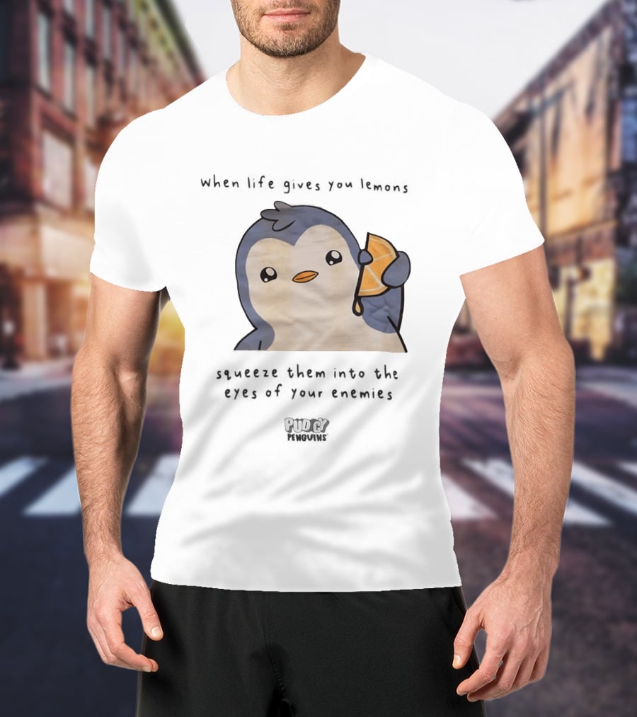 When Life Gives You Lemons Squeeze Them Into The Eyes Of Your Enemies Pudgy Penguins Cartoon T-Shirt
