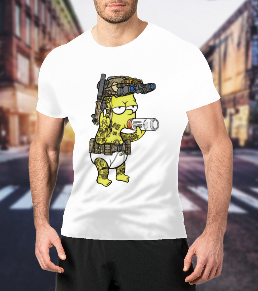 Bart Simpson Tactical Gear Night Vision Tattoo Parody Yung Bart T-Shirt