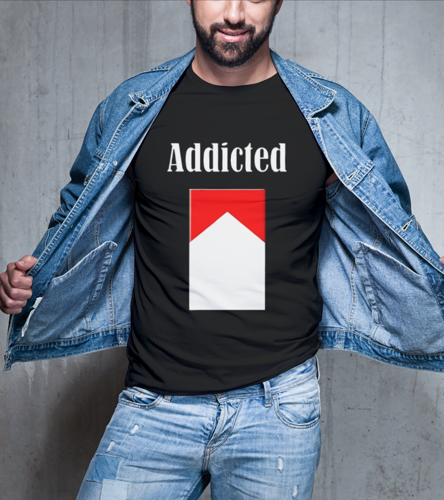 Addicted Cigarette Box Red And White T-Shirt