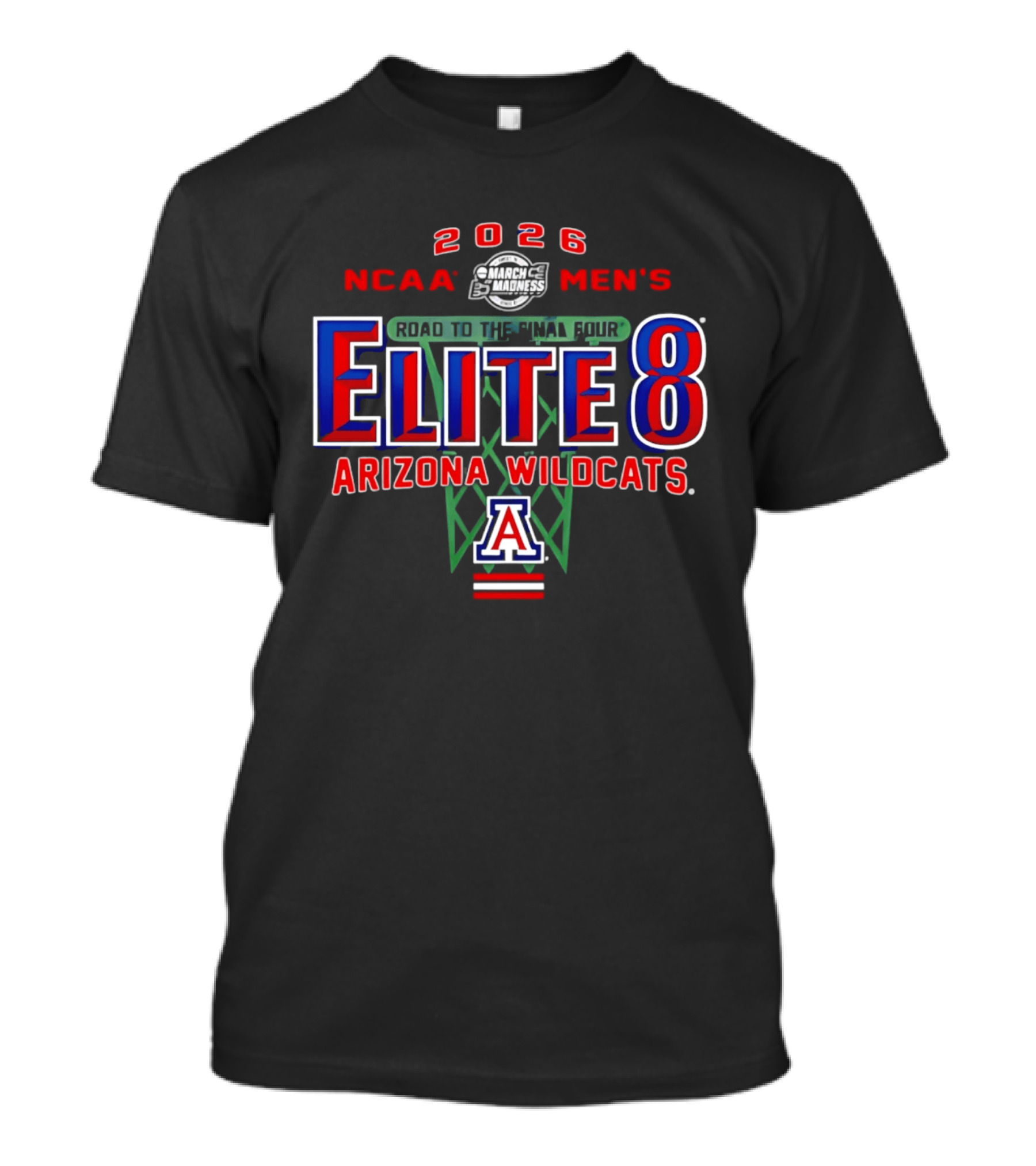 2026 NCAA Men's Basketball Elite 8 Arizona Wildcats Road To The Final Four T-Shirt