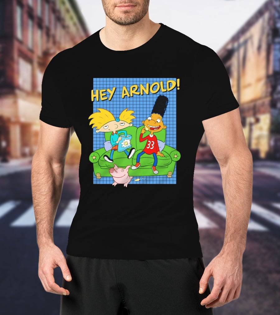 Hey Arnold Gerald And Abner Football Cartoon Couch Sitting T-Shirt