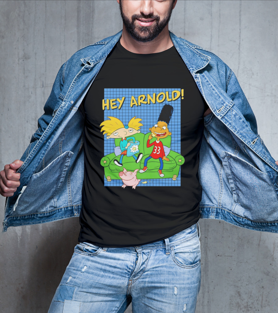 Hey Arnold Gerald And Abner Football Cartoon Couch Sitting T-Shirt