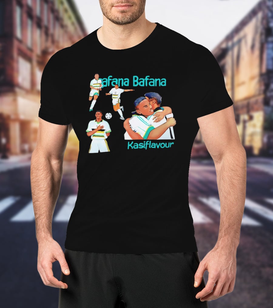 Bafana Bafana Kasi Flavour South African Football Players With Soccer Ball And Embrace T-Shirt