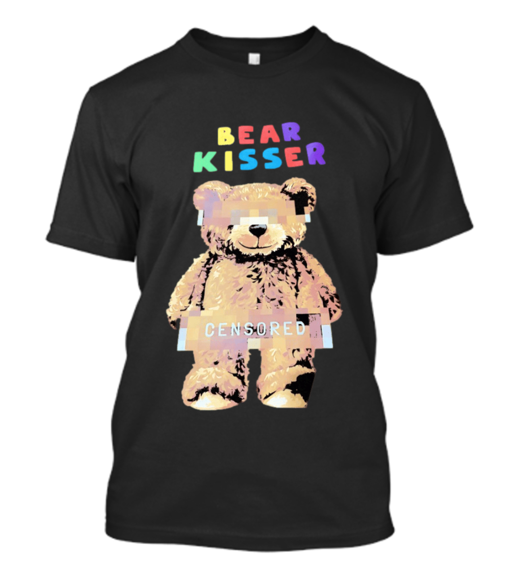 Bear Kisser Censored Pixelated Teddy Bear T-Shirt